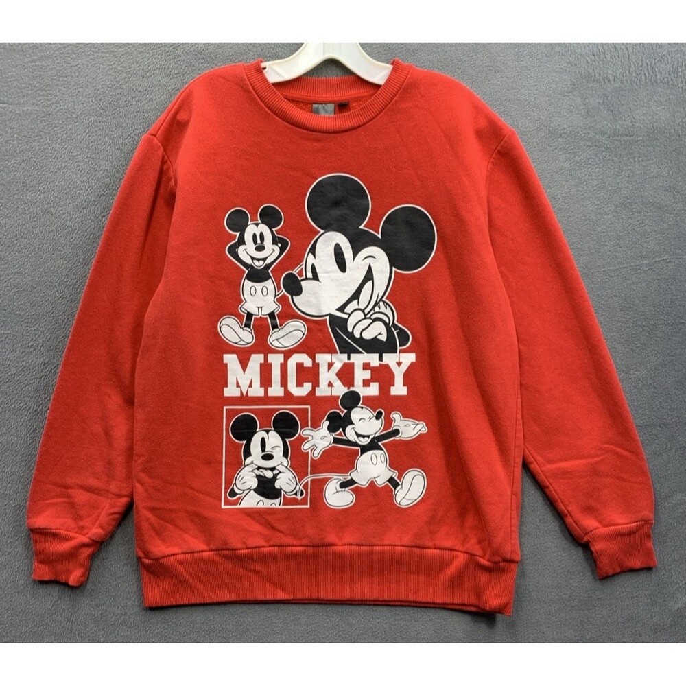 Walt Disney Mickey Mouse Graphic Crewneck Sweatshirt Long Sleeve Red Size Large - Picture 1 of 15